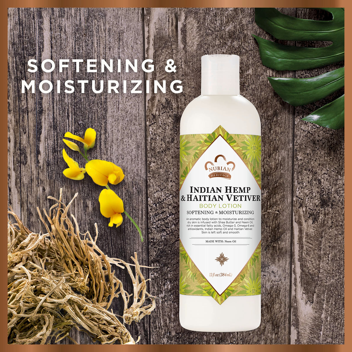 Nubian Heritage lotion pump closeup emphasizes easy application and smooth coverage.
