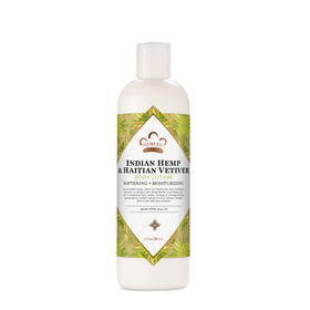 Nubian Heritage lotion bottle with Indian Hemp and Haitian Vetiver for daily moisturization.