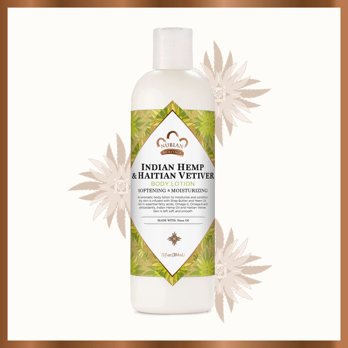 Nubian Heritage lotion closeup reveals creamy consistency and moisturizing potential.