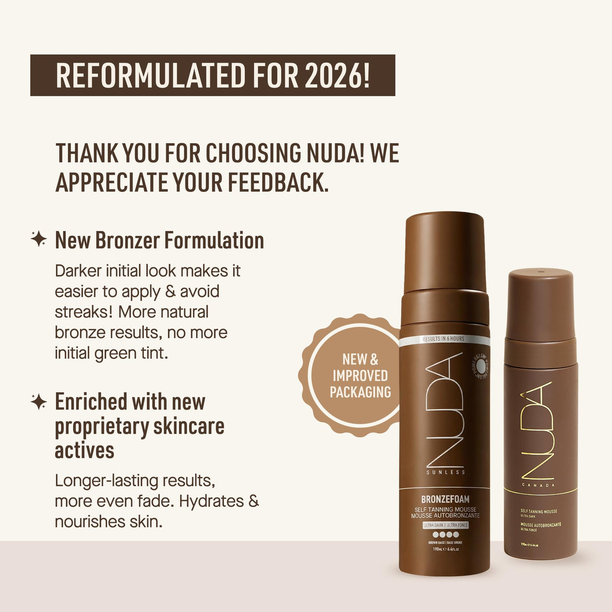 Nuda BronzeFoam applicator mitt ensuring even blending for flawless results