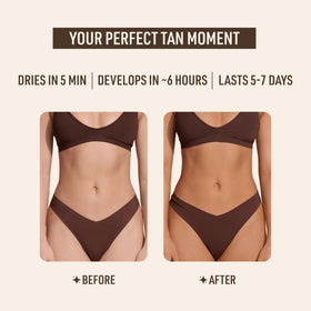 Nuda BronzeFoam tan develops over 12 hours for natural depth.
