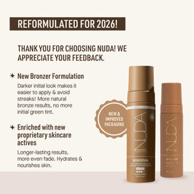 Nuda BronzeFoam foam texture spreads smoothly for streak-free results.