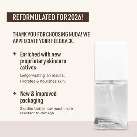 Nuda CloudMist mist on skin showing bronzer-free natural finish.