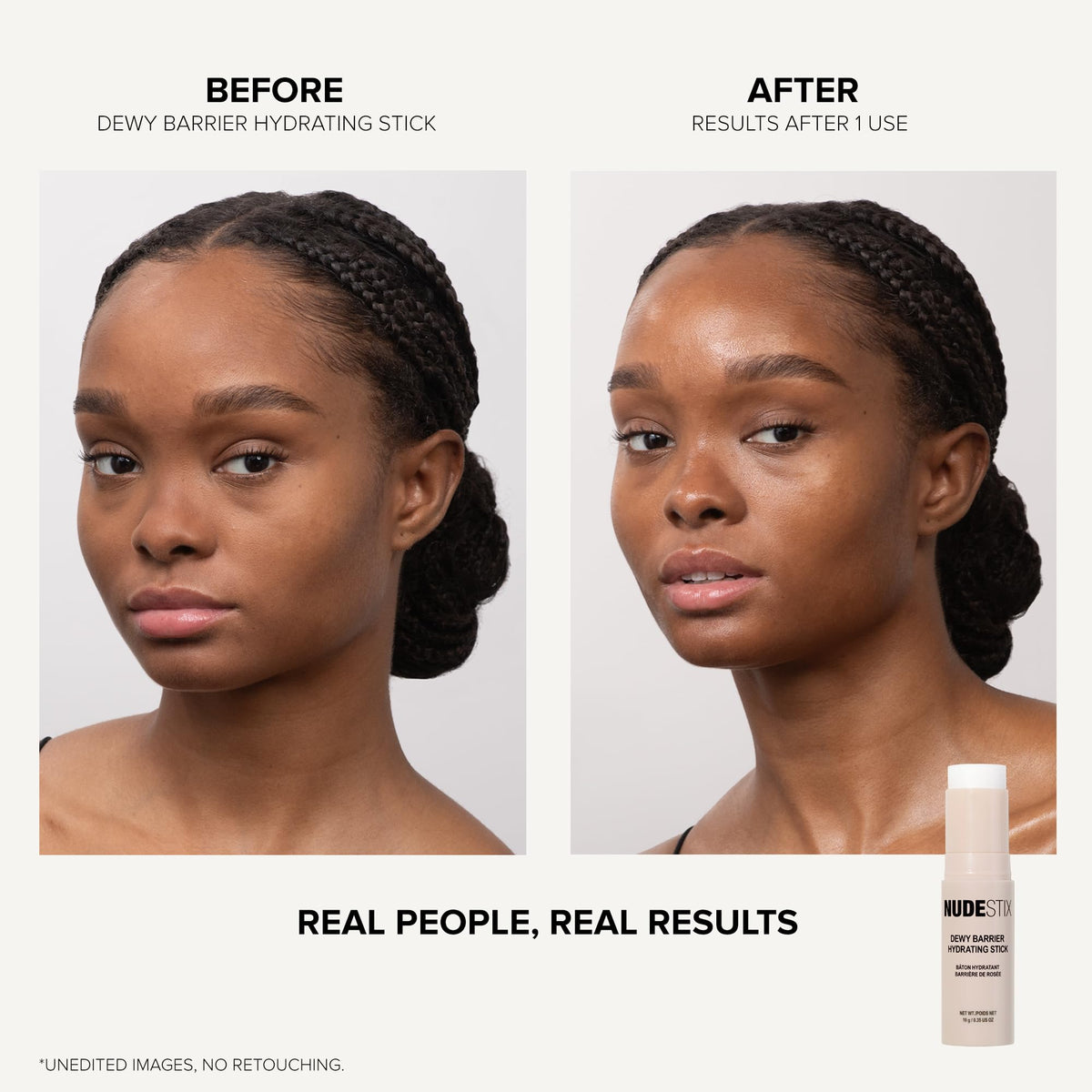 NUDESTIX Dewy Barrier on lips provides moisture and subtle shine