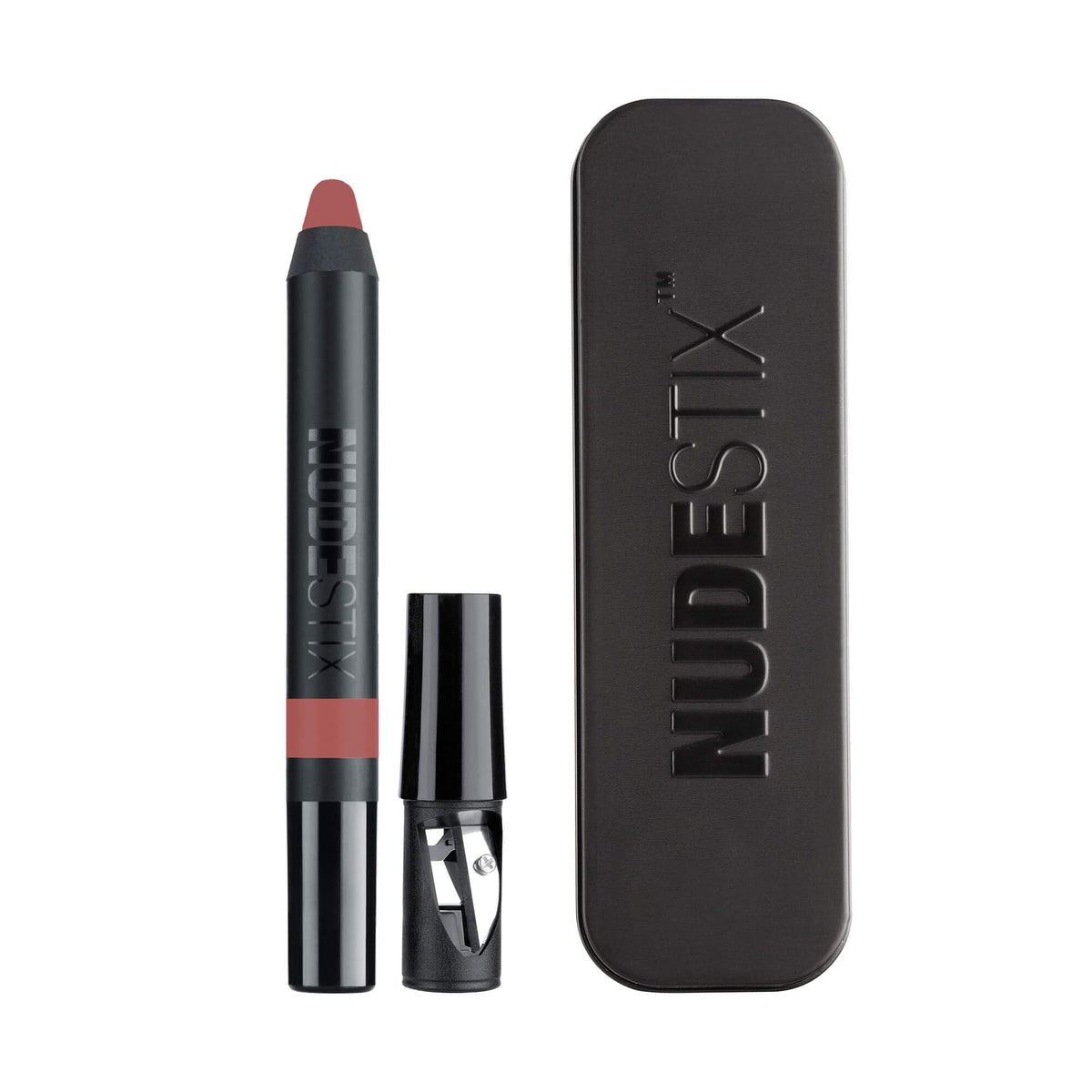 Nudestix Magnetic Matte Lip Color Rose cap display shows long-lasting matte finish