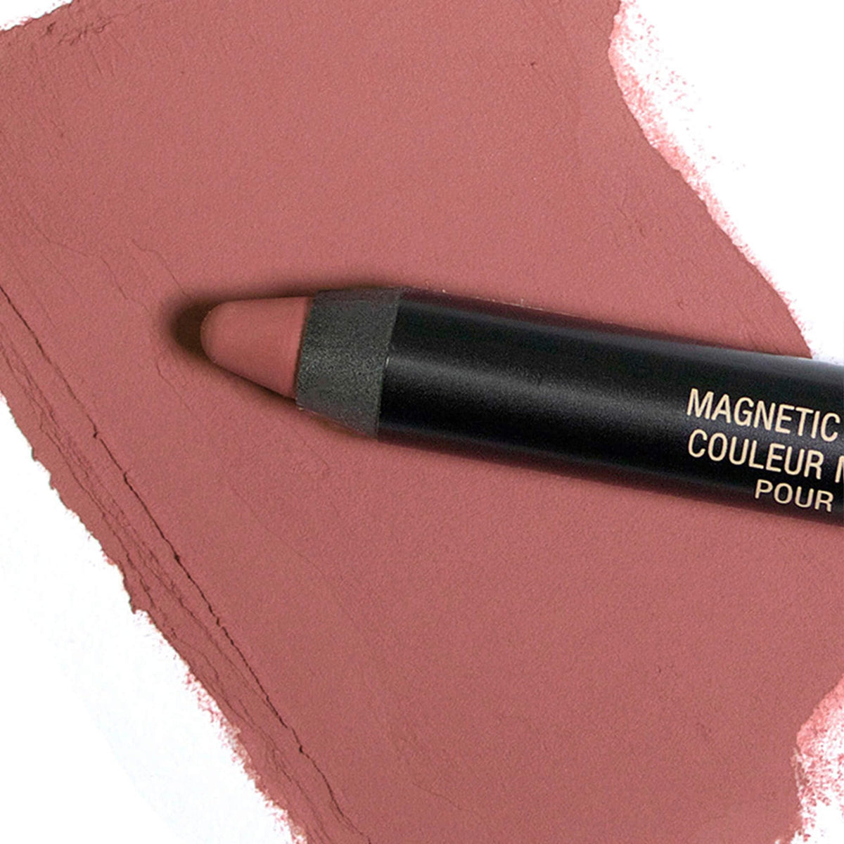 Nudestix Magnetic Matte Lip Color Rose swatch on lips shows precise pencil-like application
