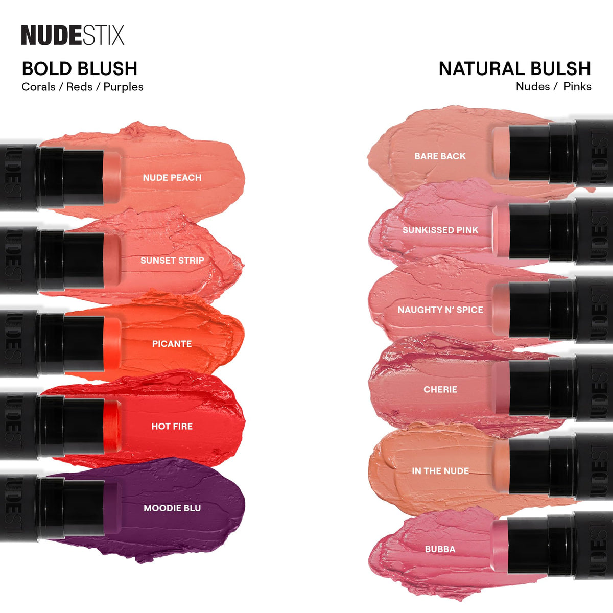Nudestix Nudies Blush Stick swipe and blend on face for natural result