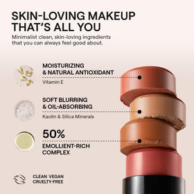 Nudestix Nudies Bronze Stick brushed onto lips for a natural bronzy tint.