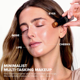 Nudestix Nudies Glow Highlighter Stick on eyes adds subtle luminosity.