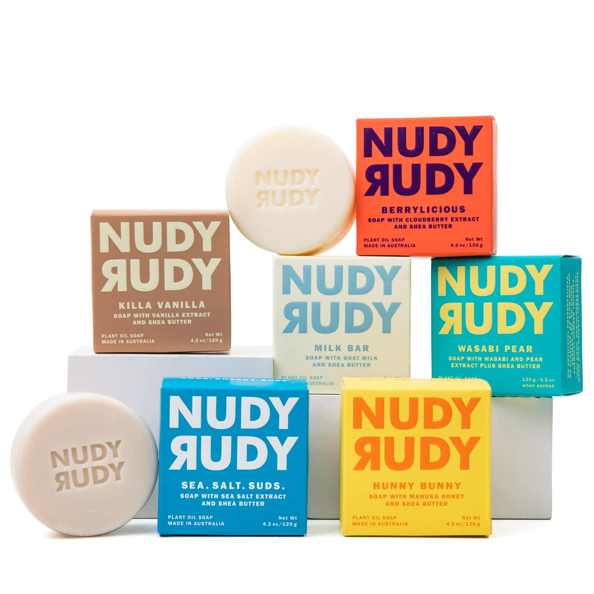 Nudy Rudy Wasabi Pear soap bar for refreshing cleanse and rich lather.