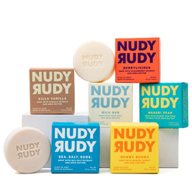 Nudy Rudy Wasabi Pear soap bar for refreshing cleanse and rich lather.
