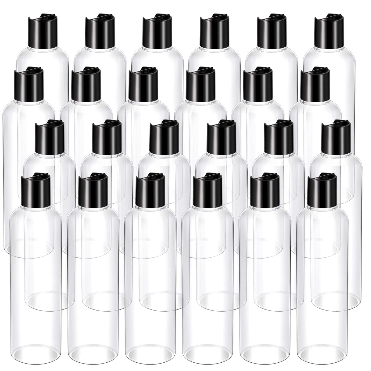 Nuenen 8 oz clear bottle with disc cap for leak-proof travel storage.