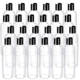 Nuenen 8 oz clear bottle with disc cap for leak-proof travel storage.