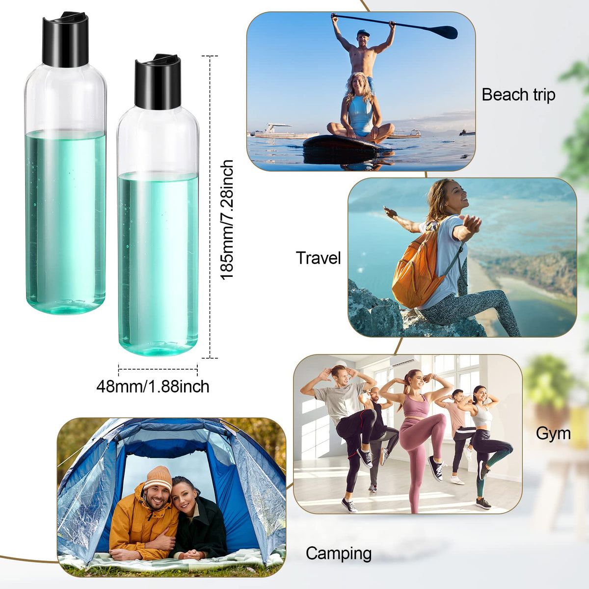 Nuenen compact bottle highlights durable PET plastic for reuse.