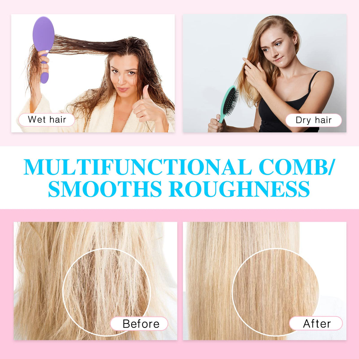 Nuenen wet detangler brush green smooths knots with comfort.