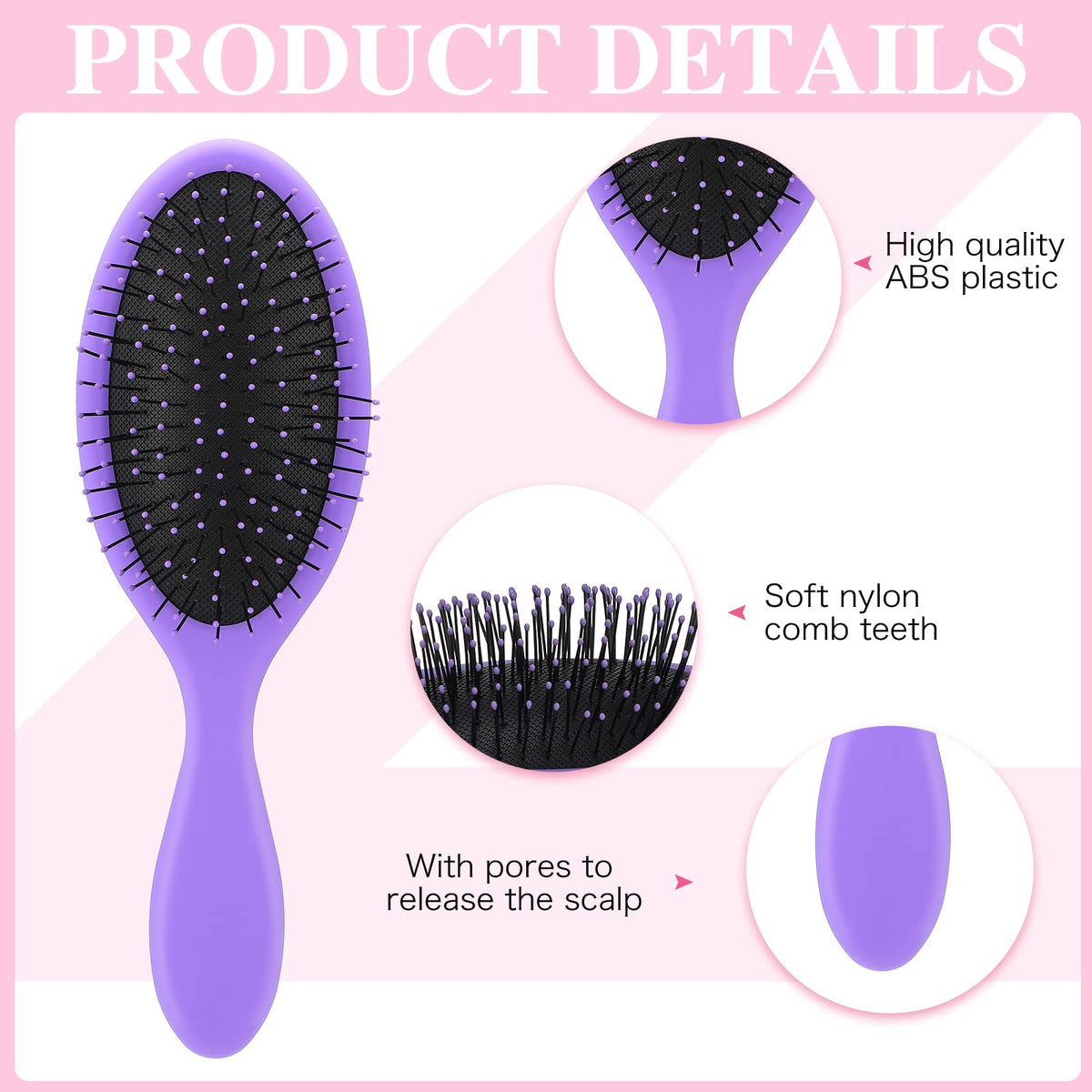 Nuenen wet detangler brush pink easy detangling and styling.
