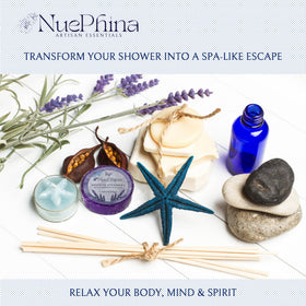 NuePhina shower steamers melting in the shower releasing spa-like aromatherapy.