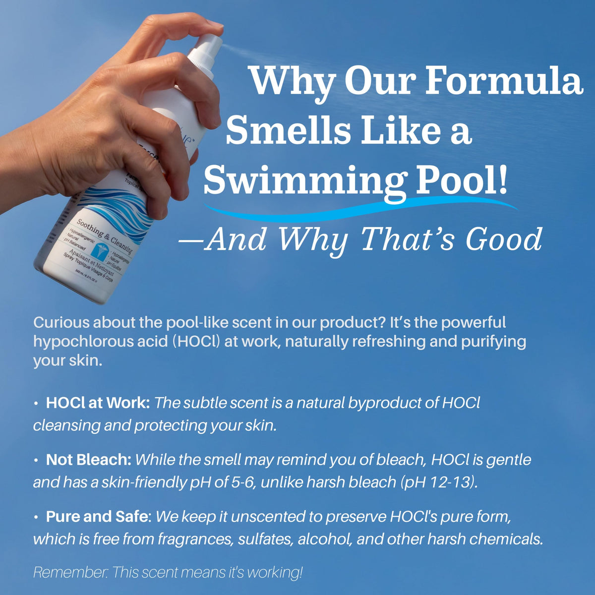 NueVue BioForce HOCl refill label highlights electrolyzed water and sodium chloride.