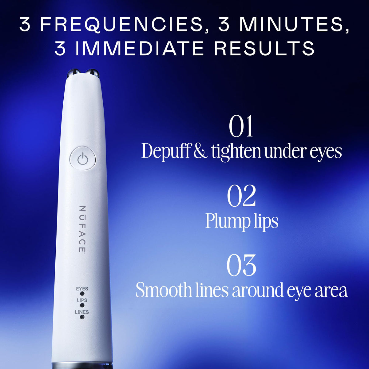 NuFACE FIX MicroWand under-eye depuffing action and brightening effect.