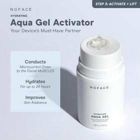 NuFACE IonPlex technology graphic shows ions and glacial water for effective conduction.