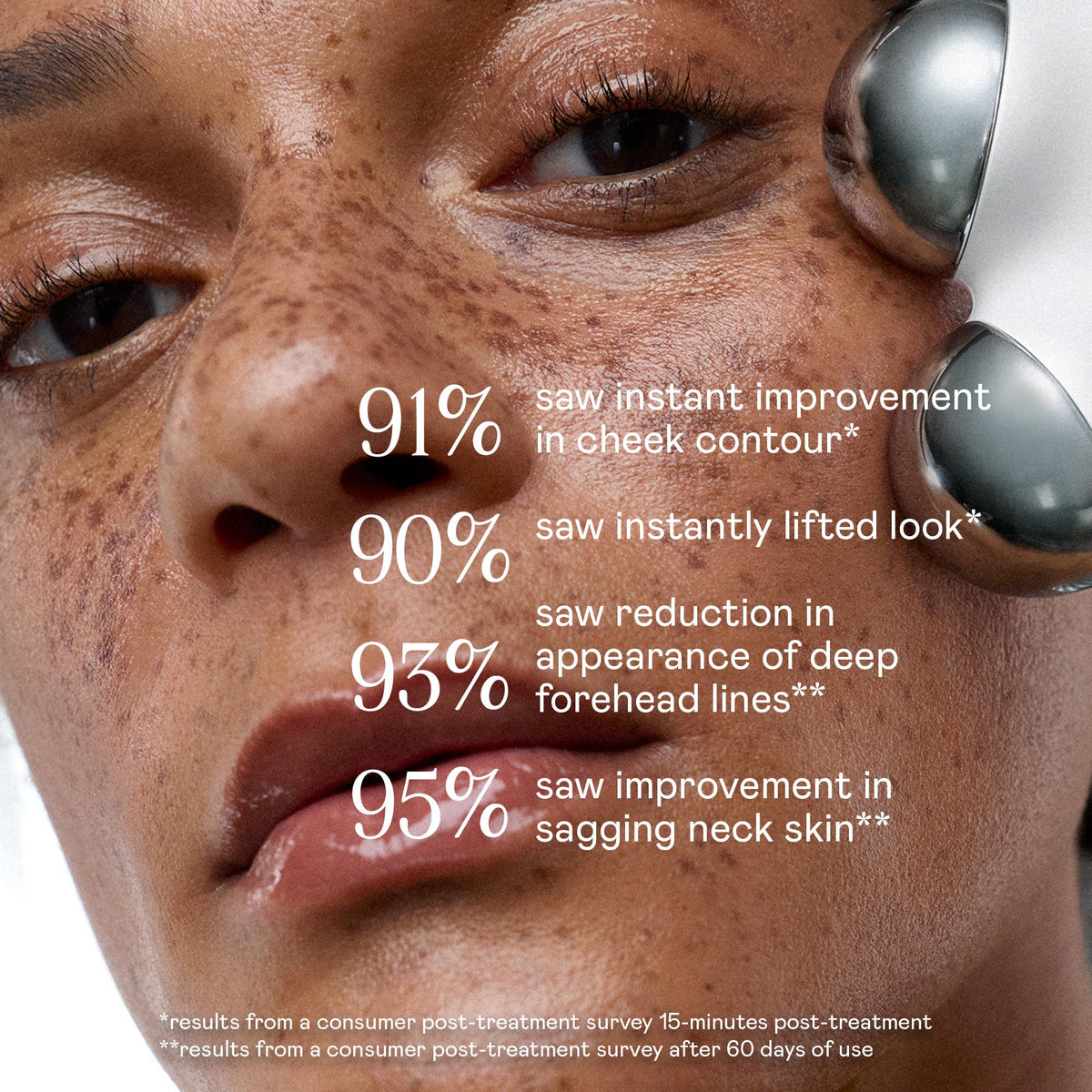 NuFACE MINI+ and brow lift demonstration for lifted brow appearance.