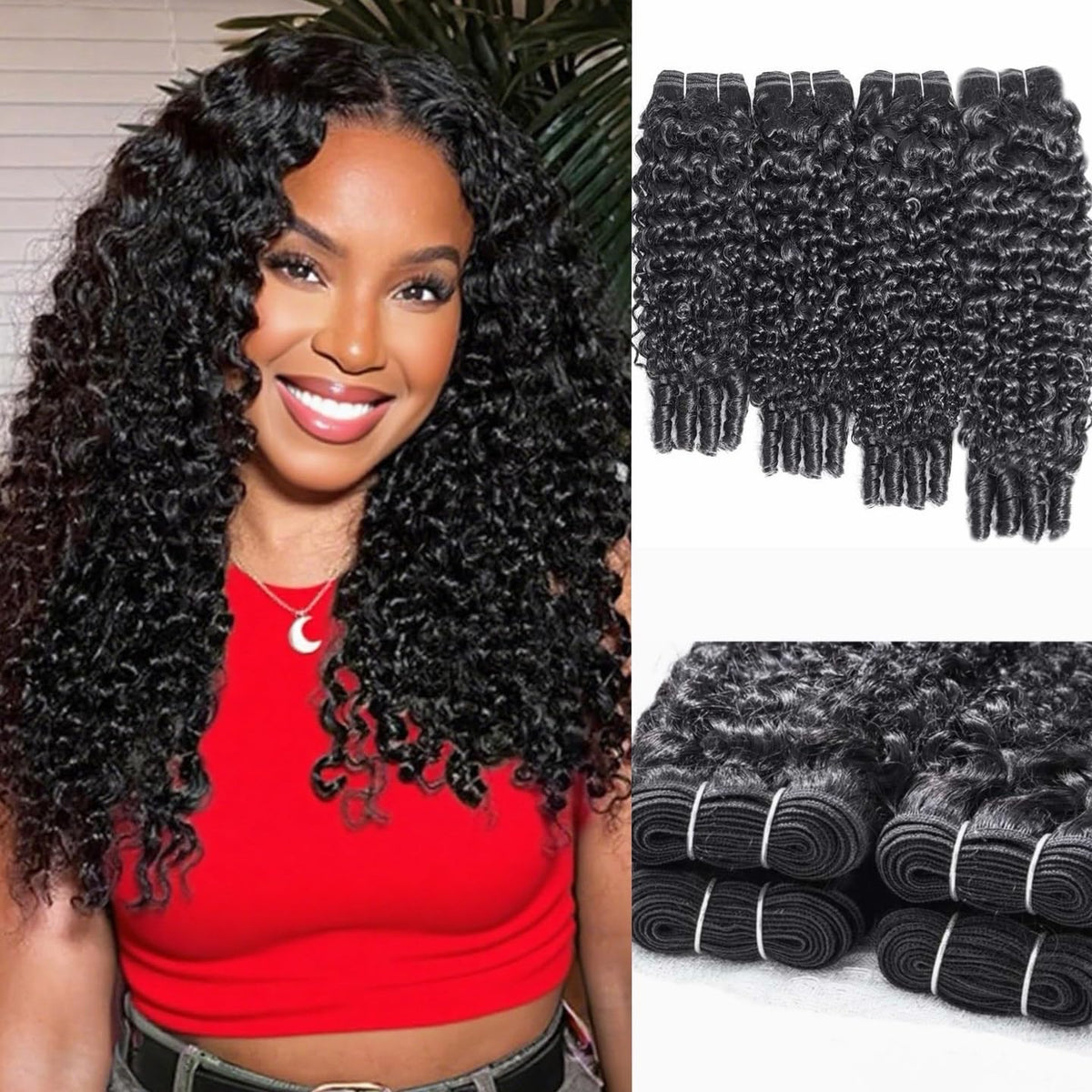 Nufnua Burmese curly bundles 16in pack highlight smooth, manageable curls for versatile styling