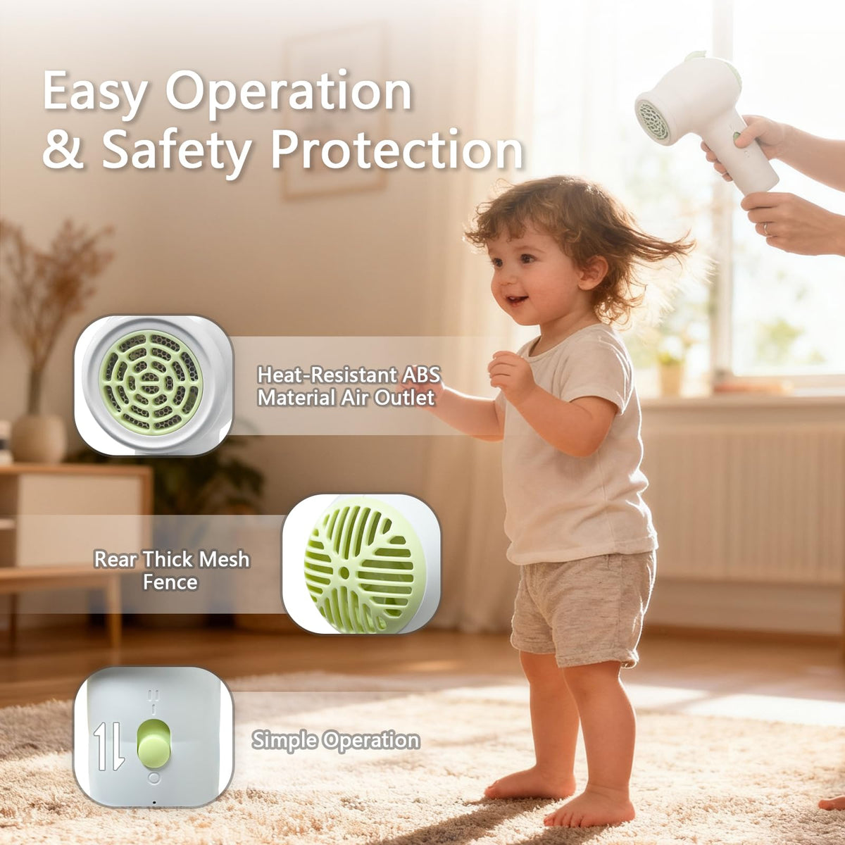 NUFR two-speed operation for quick dry or gentle wind