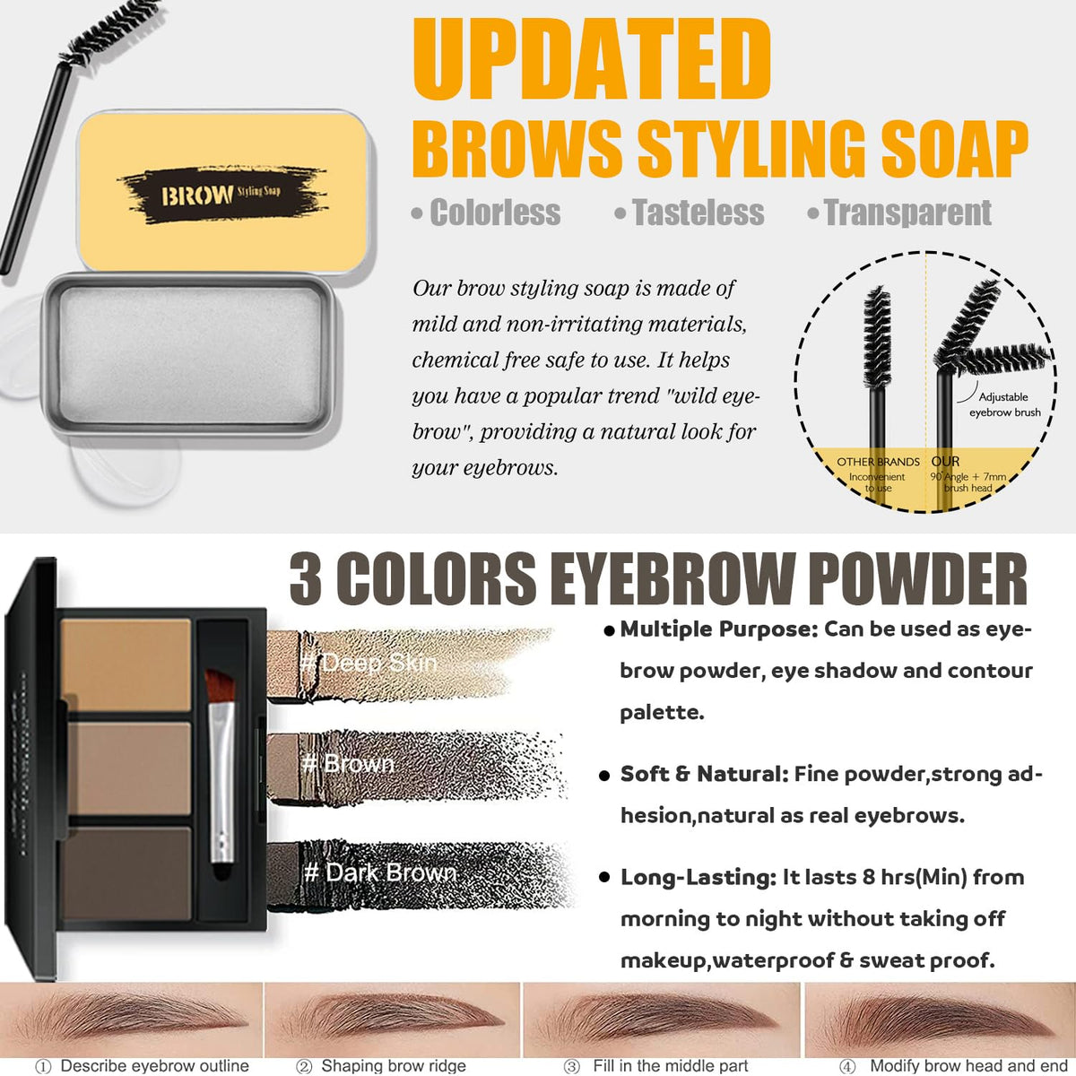 NUiBO eyebrow powder trio for natural, precise brows