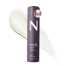 NULASTIN Vibrant Scalp Shampoo bottle pour shows color-safe formula for daily use