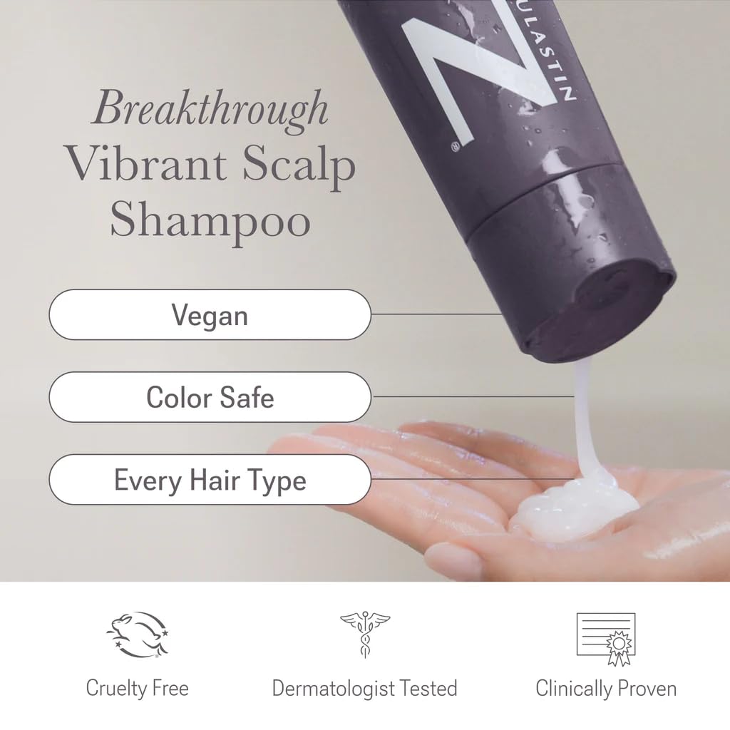 NULASTIN Vibrant Scalp Shampoo rich lather demonstrating volumizing effect