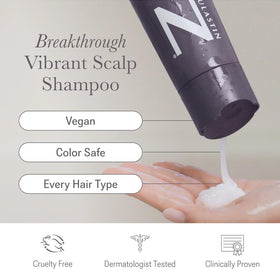NULASTIN Vibrant Scalp Shampoo rich lather demonstrating volumizing effect