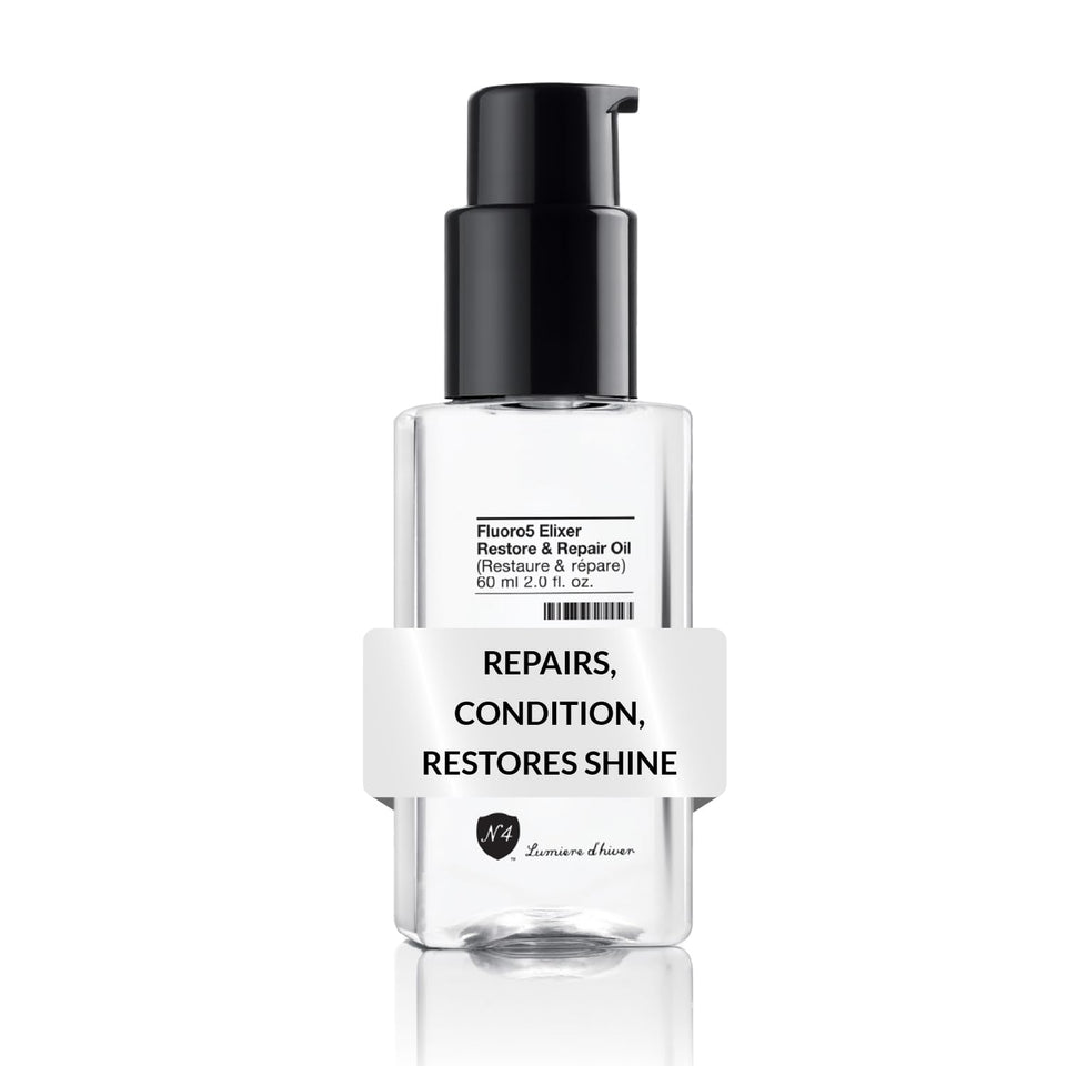 Number 4 Hair Oil bottle front shows hydration boost for hair.