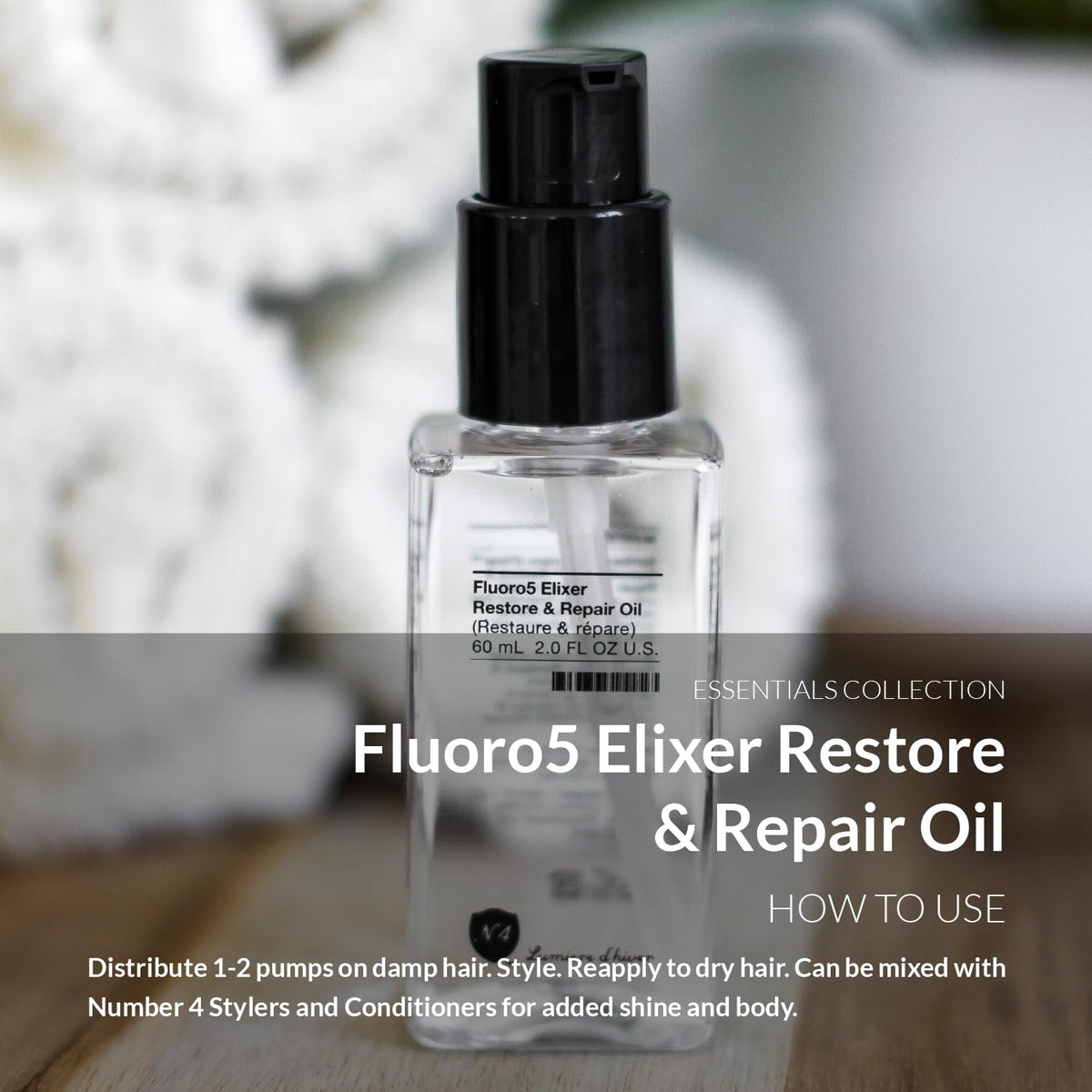 Number 4 Hair Oil dispensing drop demonstrates lightweight shine and smoothness.