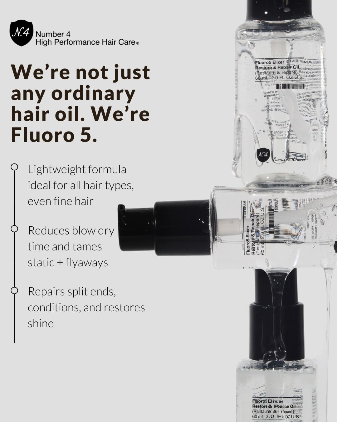 Number 4 Hair Oil packaging box with bottle on display.