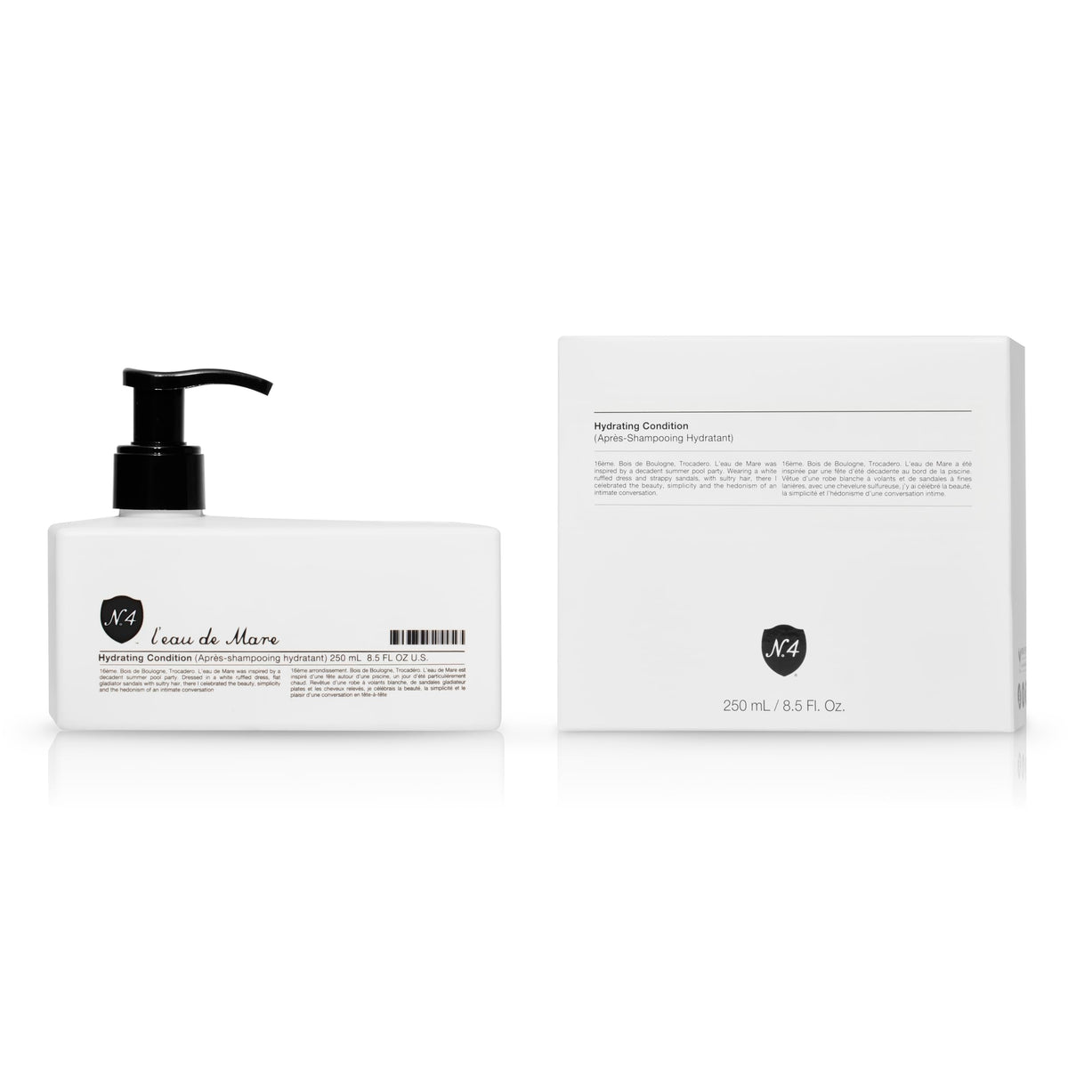 Number 4 Hydrating Conditioner bottle pour for daily moisture and frizz reduction.