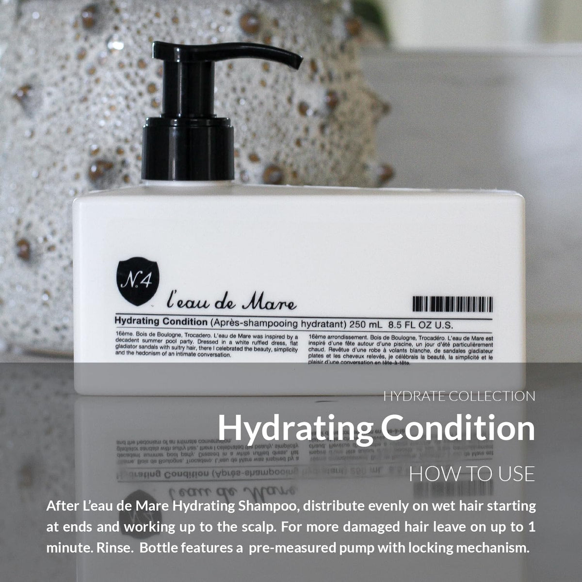 Number 4 Hydrating Conditioner color protection closeup indicating vibrant, long-lasting color.