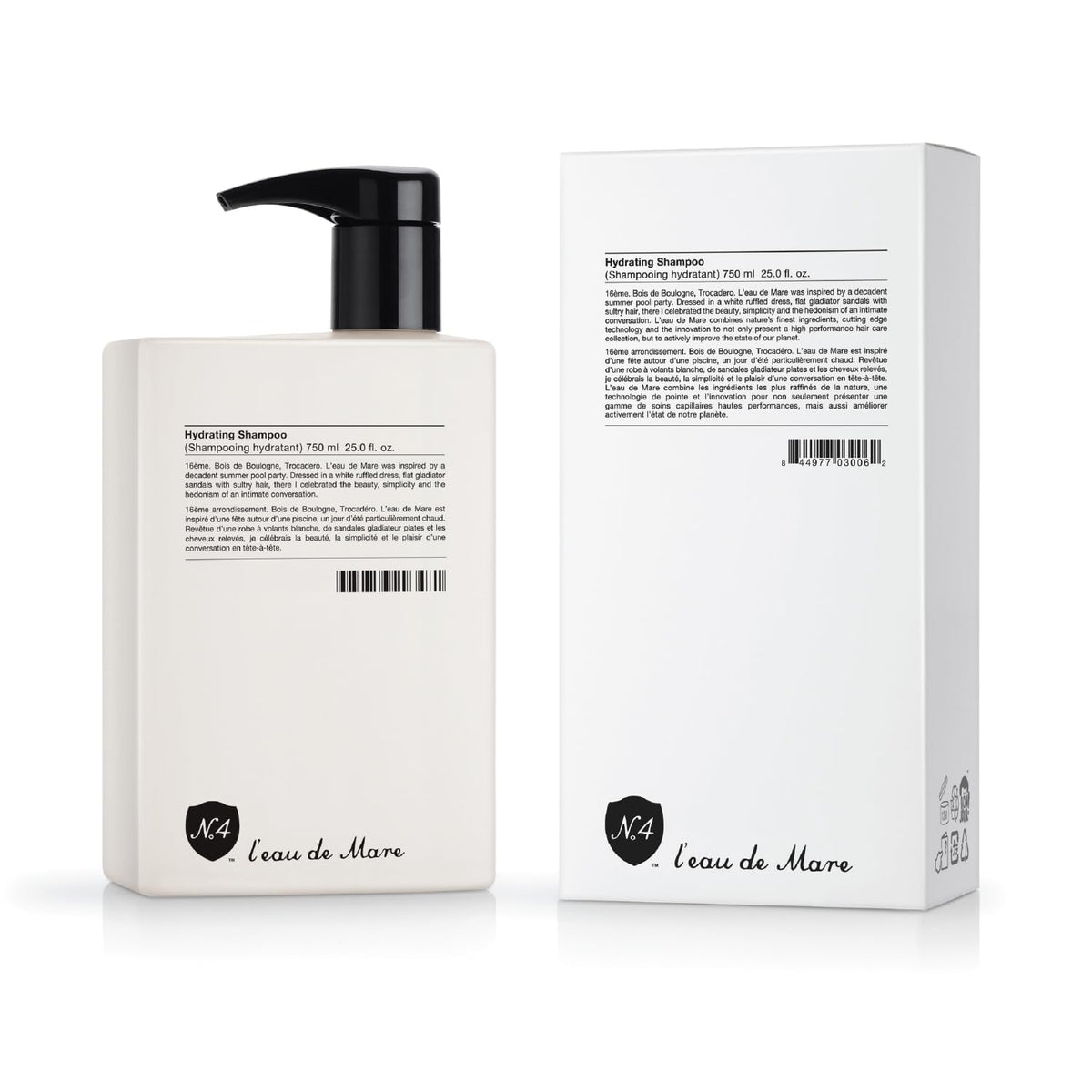 Number 4 Hydrating Shampoo bottle showing moisture-rich care for soft, shiny hair