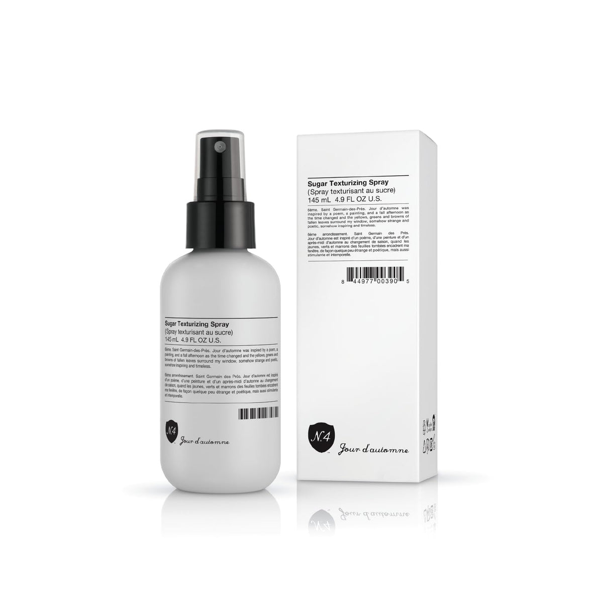 Number 4 Sugar Texture Spray bottle showing beachy waves and flexible hold.