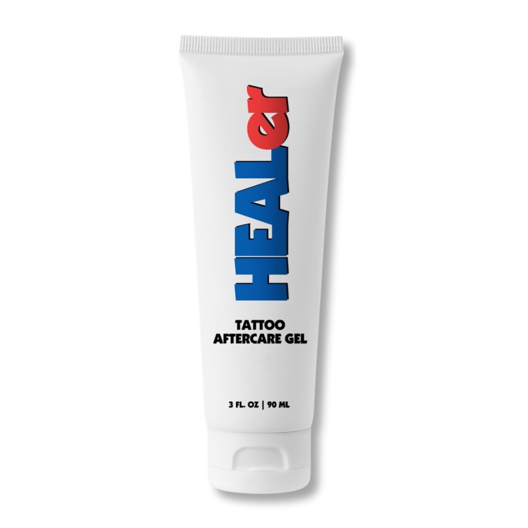 NUMBer HEALer tattoo aftercare gel bottle provides lightweight hydration during healing
