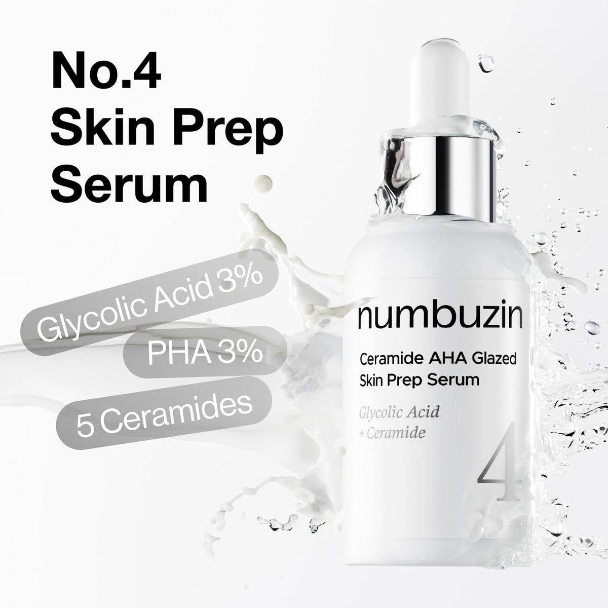 Numbuzin No.4 delivers gentle exfoliation with glycolic acid and PHA while preserving moisture.