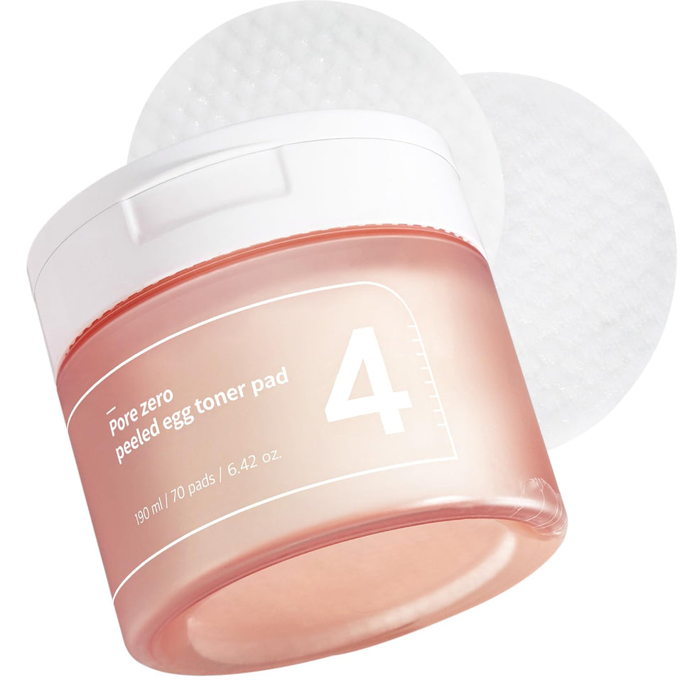 Numbuzin No.4 toner pads with embossed texture for gentle exfoliation and pore cleansing.