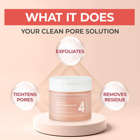 Numbuzin No.4 pads show exfoliating ingredients for refined skin texture.