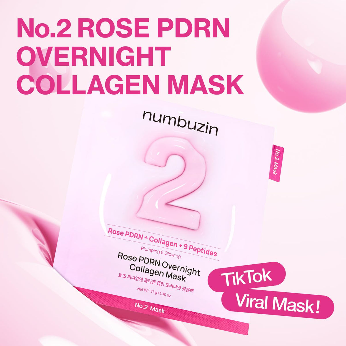 Numbuzin Rose PDRN overnight mask for radiant glow