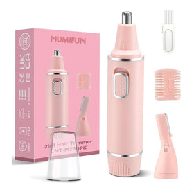 NUMIFUN nose hair trimmer pink front view for painless facial grooming on the go