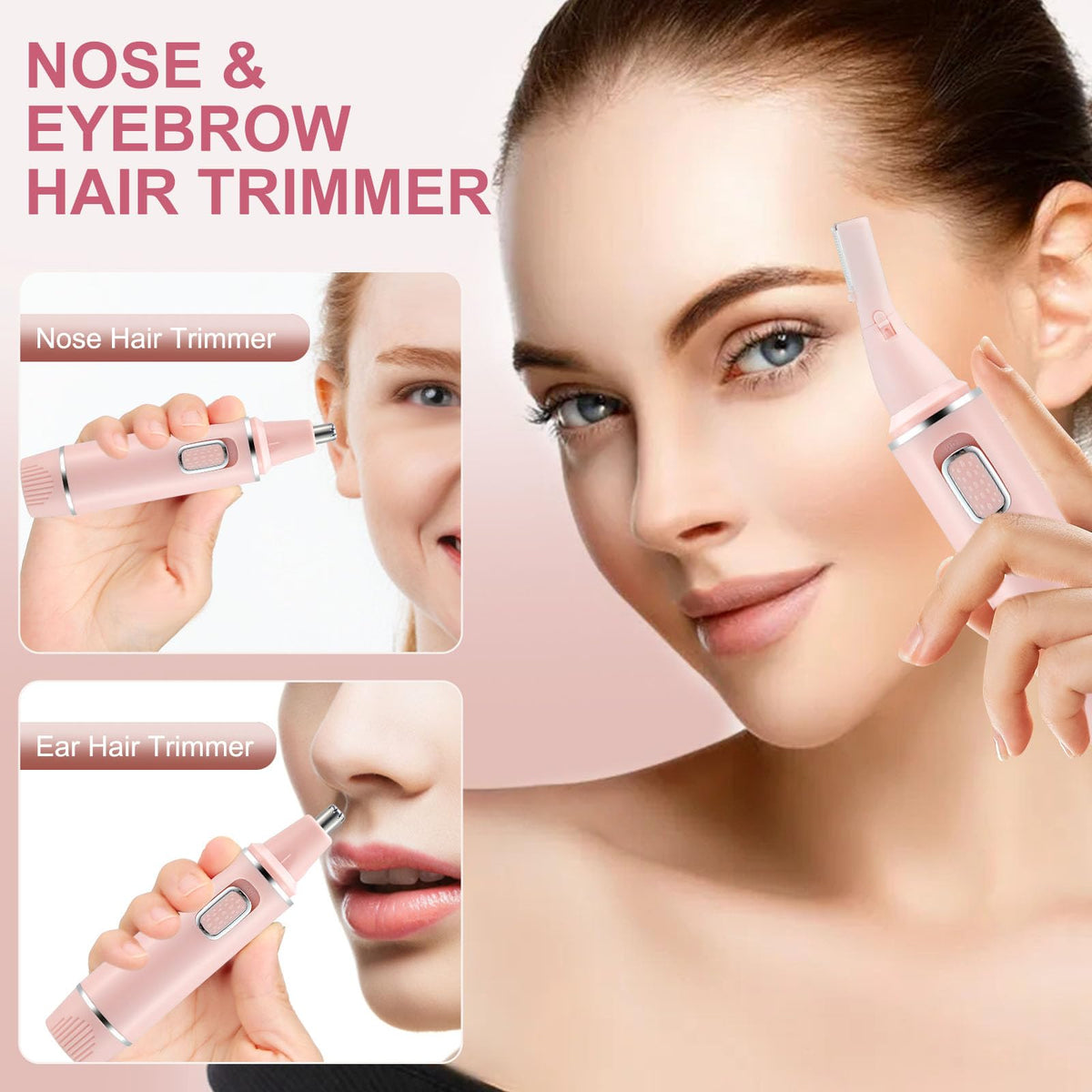 NUMIFUN nose hair trimmer pink side view for efficient trimming on the go