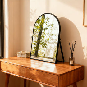 Numjeg black metal vanity mirror front view for precise makeup