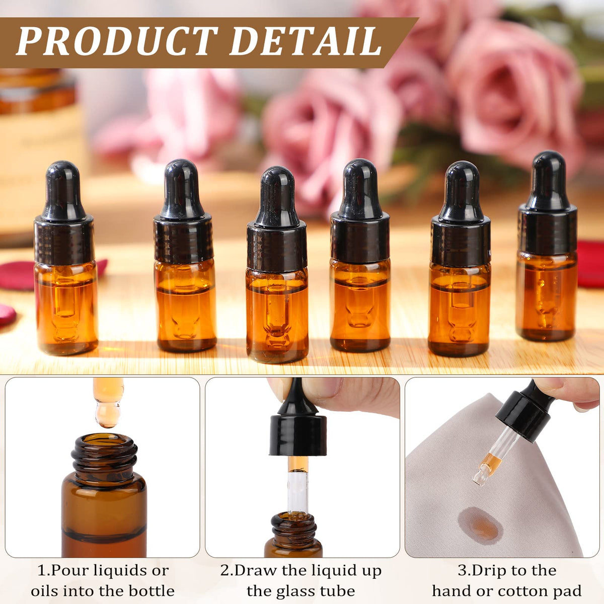 Nuogo 3 ml travel bottle with dropper in hand demonstrating compact size