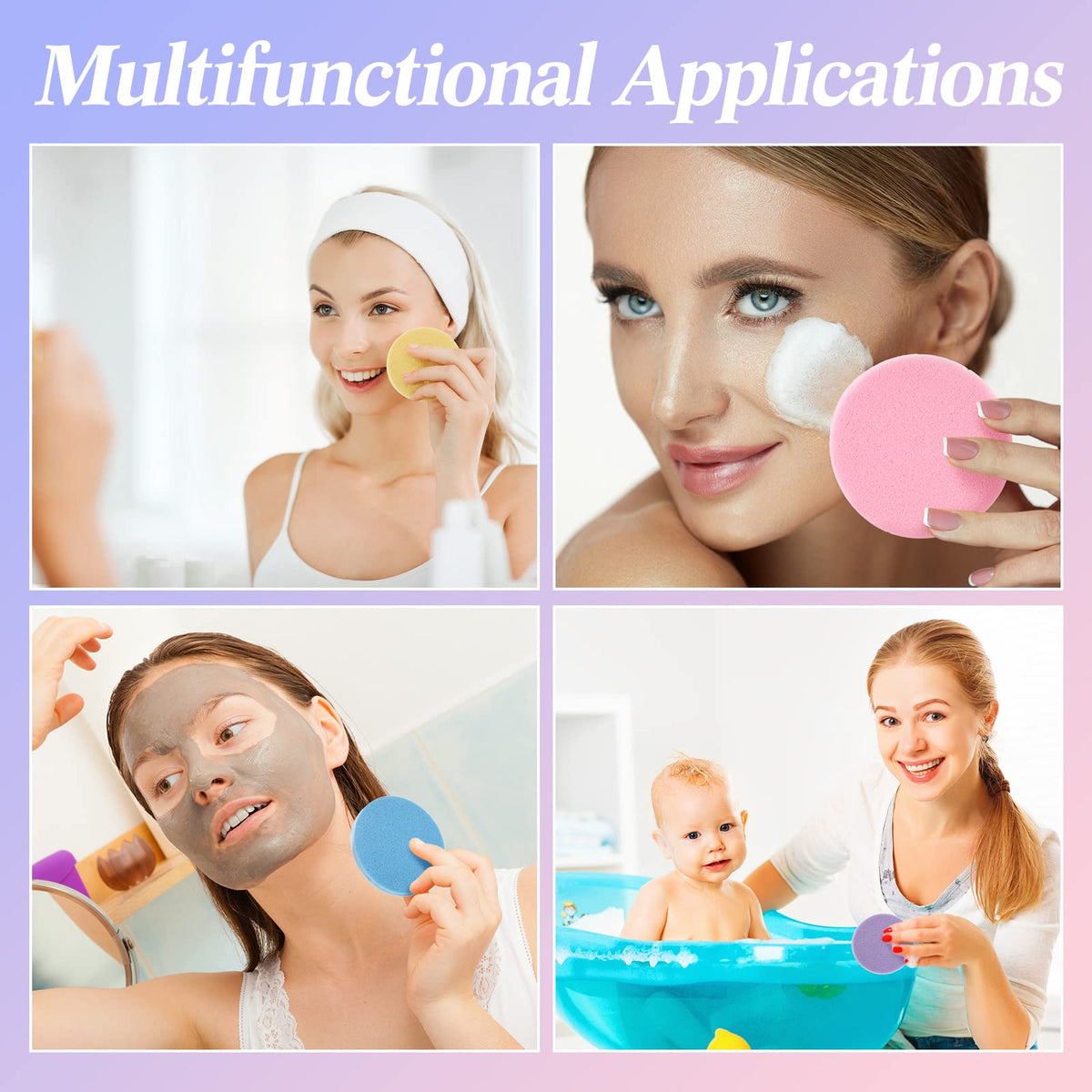 Nuogo sponge in use aids makeup removal and facial washing