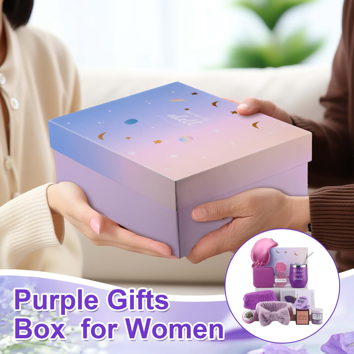 Nuogo gift box and card in lavender purple theme for thoughtful gifting