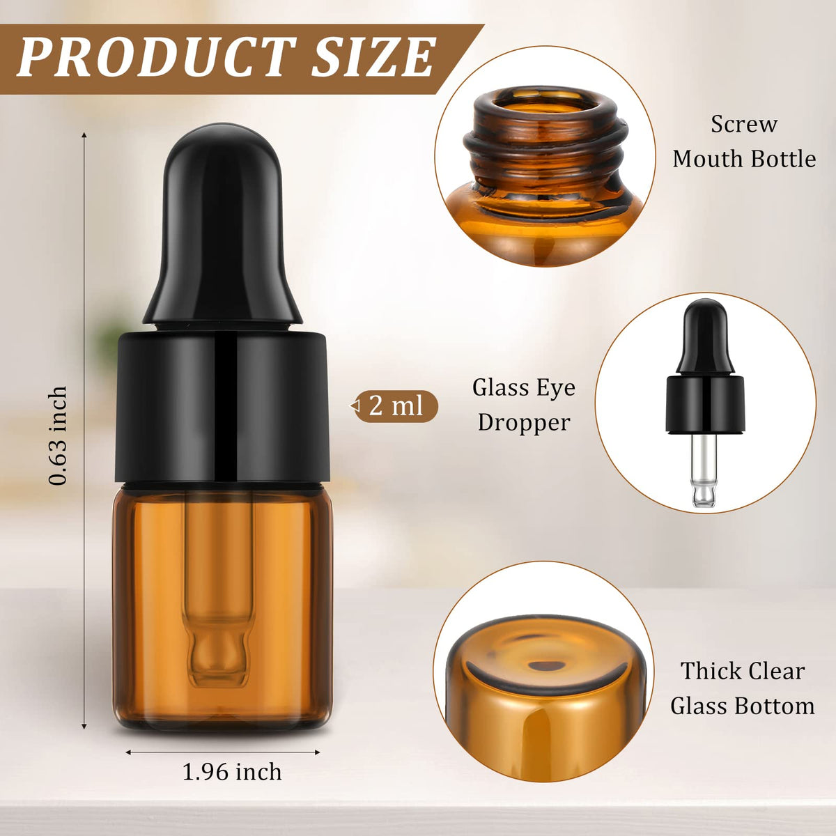 Nuogo small amber glass bottle with dropper for DIY cosmetics and easy travel storage.